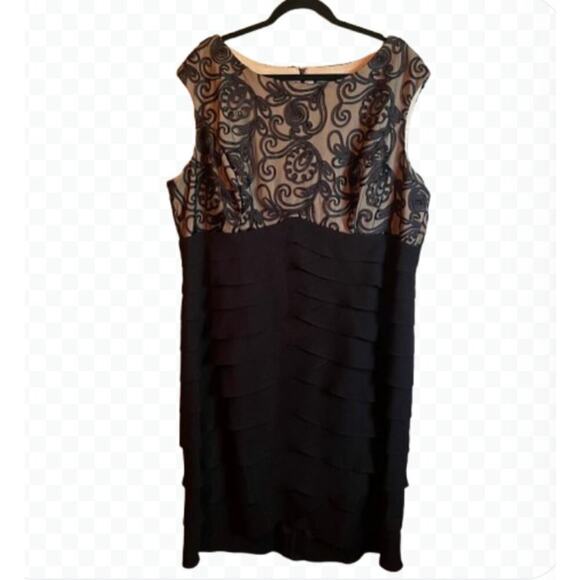 Jessica Howard NWT Black Embellished Lace Tiered Cocktail Dress - Size 22W - Picture 2 of 14